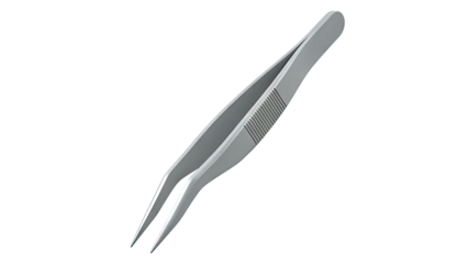 Gray Tweezers on White Background