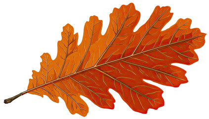 Obraz premium Digitally rendered oak leaf showcasing autumn hues, intricate veins, and a cutout background