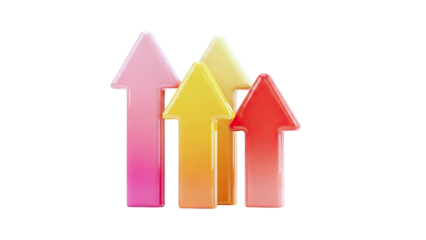 Four Upward Arrows with Gradient Colors on White Background