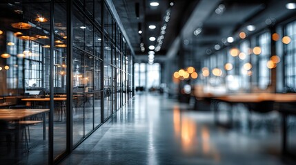 Modern office corridor with glass walls