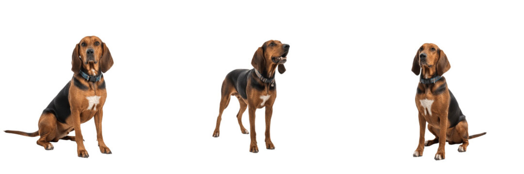 Redbone Coonhound Dog Isolated on White Background, Redbone Studio Portrait, रेडबोन कूनहाउंड, Purebred Red Coated Scent Hound Cutout, Athletic Muscular Hunting Canine, Standing Alert, Pet Image.