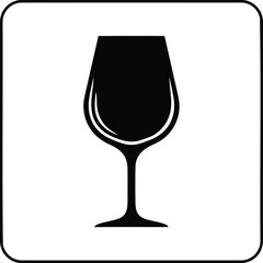 Wine Glass Icon, Elegant Stemware Vector Illustration