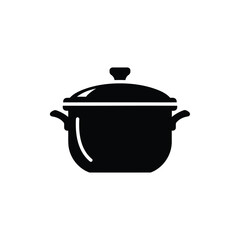 Cooking pot with lid silhouette vector illustration