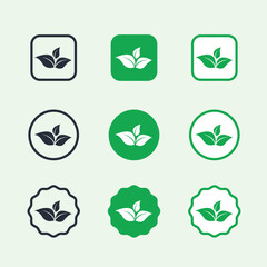 Obraz premium green leaf icons set on soft green background. Leaf isolated icon set.
