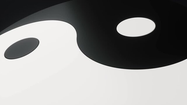 A close up view of the yin and yang symbol rotating in a seamless loop capturing the essence of balance and harmony in a dynamic motion graphic