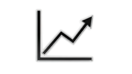 3D Graph with Upward Trend Arrow