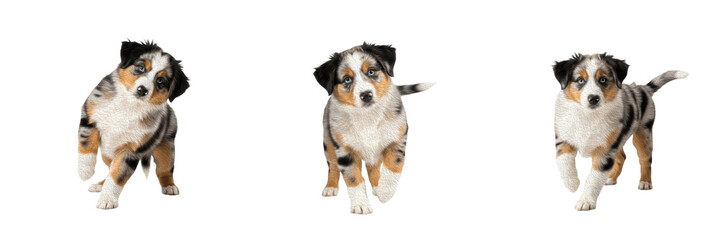 Australian Shepherd Puppy Isolated on White Background, ऑस्ट्रेलियाई...