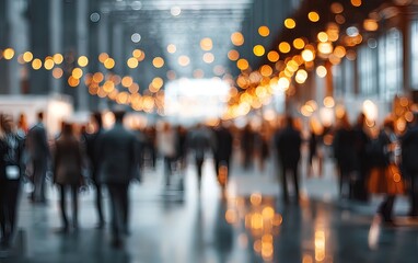 Blurred crowd in indoor event space