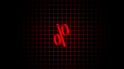 Red percentage sign on a black grid background