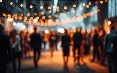 Blurred crowd at indoor event