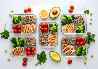 Healthy Meal Prep Containers with Chicken, Broccoli, Quinoa