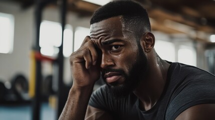 Fototapeta premium Sweaty Athlete Focused During Intense Gym Workout