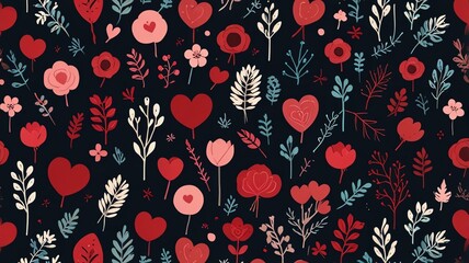 seamless pattern with red flowers