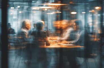 Business meeting in office with motion blur