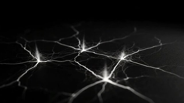 Lightning Branches Across Dark Background.