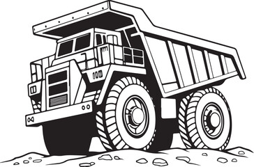 Mining dump truck heavy machinery drawing - Construction vehicle illustration