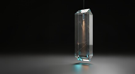 Transparent Crystal Object on Dark Background.