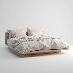 double bed on white background.