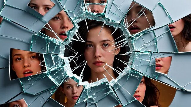 Multiple faces through shattered glass