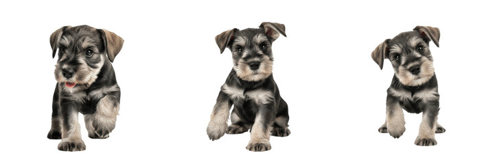 Miniature Schnauzer Puppy Isolated on White Background, मिनिएचर...