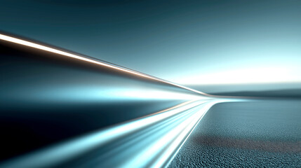 Futuristic Light Trails on a Metallic Horizon
