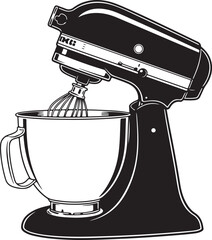Classic Kitchen Stand Mixer Black and White Illustration Cooking Equipment