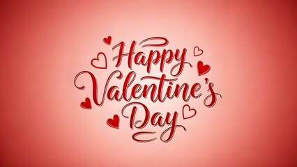 Happy Valentine’s Day greeting text on red background, romantic love celebration design for cards, posters, banners and promotions