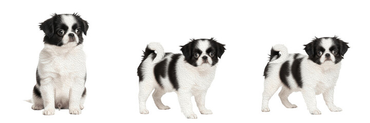 Japanese Chin Puppy Isolated on White Background, जापानी चिन, Japanese Spaniel,...