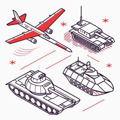 Illustration of various military vehicles © Bf