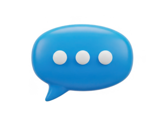 Blue speech bubble with three dots isolated on transparent background