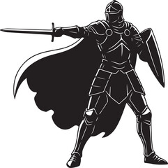 Brave Medieval Knight Warrior in Plate Armor Holding Sword and Shield Isolated.