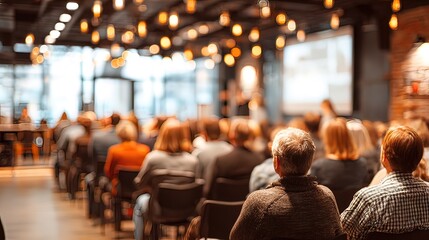 Audience at indoor presentation event