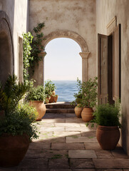 Fototapeta premium Entrance to the mediterranean garden.