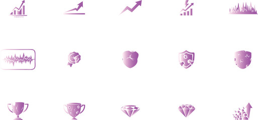 Stock Market Growth Trophy Success Winning Trend Vector Illustration Flat Design