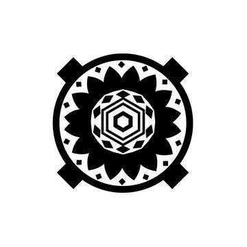 Geometric circular mandala emblem isolated vector illustration