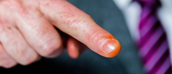 Businessman touching invisible screen for buyer persona analysis, professional man developing marketing strategies in corporate office using interactive holographic data