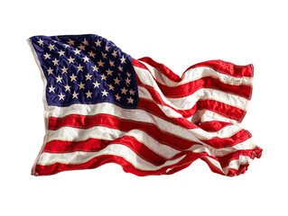 A vibrant, close-up shot of the American flag waving gently against a pure black background