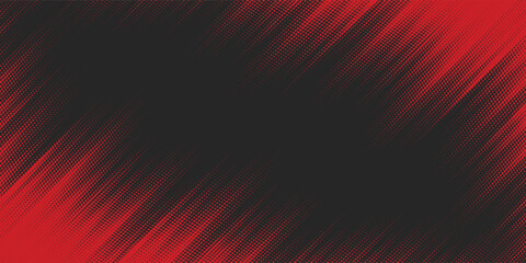 Abstract red and black halftone background with dynamic dot gradient pattern, modern dramatic design for technology, music, gaming, poster, business presentation, website banner and creative digital