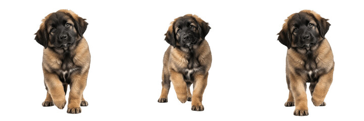 Leonberger Puppy Isolated on White Background, Leonberger Hund, Purebred Giant Gentle Breed, Fluffy...