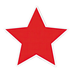 A red five-pointed star with a white outline against a transparent background