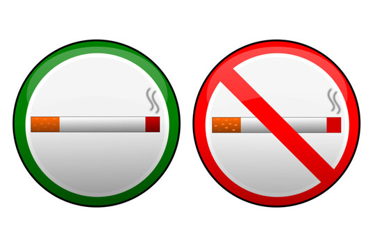 Cigarette - Panneau d'autorisation et panneau d'interdiction