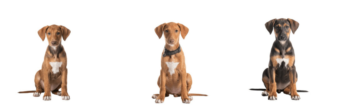 Pharaoh Hound Puppy Isolated on White Background, Kelb tal-Fenek, Purebred Maltese Sighthound, Tan Short Haired Young Canine, Standing Baby Pet, Large Upright Ears