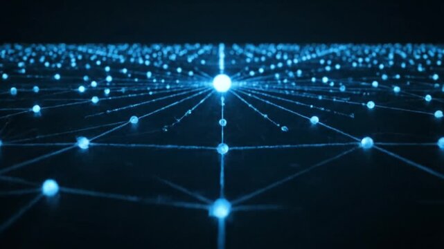 Blue Network Visualization with Connecting Nodes.