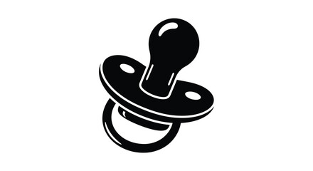 a simple black and white image depicting a baby s pacifier rendered in a clean and modern silhouette