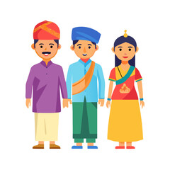 maharashtra traditional dress people vector
