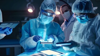 Medical Team Using Digital Tablets in Operating Room - Powered by Adobe