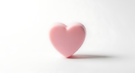 Fototapeta premium Delicate Pink Heart Shape Object Isolated on White Background Symbolic Representation of Love and Affection Clean Commercial Space