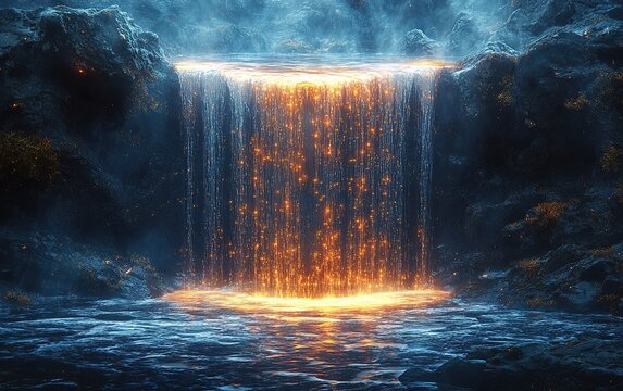 Geometric shapes formed from crystallized liquid light data waterfal