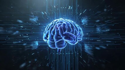 Glowing brain circuit connections neural network visualization futuristic technology blue digital - Powered by Adobe