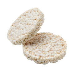 Two halves of a white rice cake isolated on transparent background